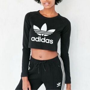 Adidas Women's Black Long Sleeve Crop Top